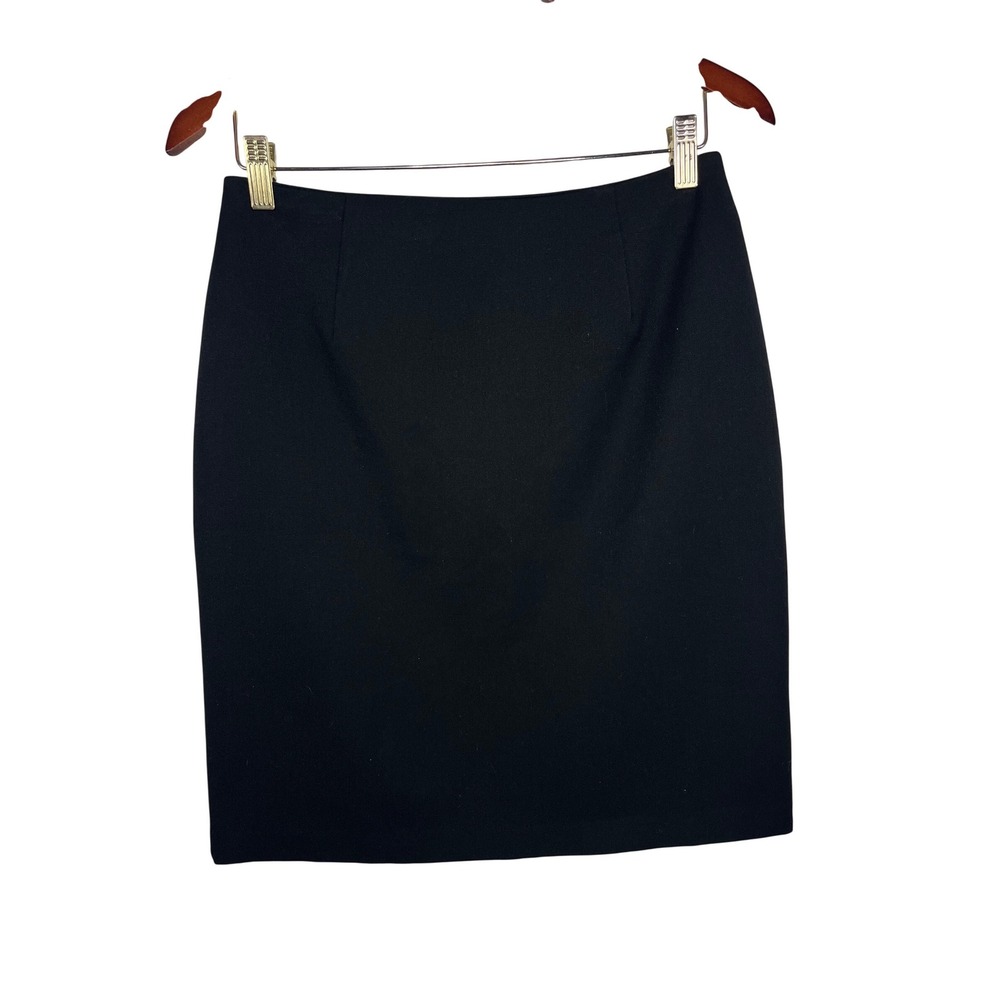 Talbots Skirt Womens 10P Black Pencil Knee Length Stretch Back Zip Career Petite